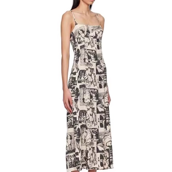 NWOT Reformation Black and White Graphic Midi Dress - Picture 2 of 9